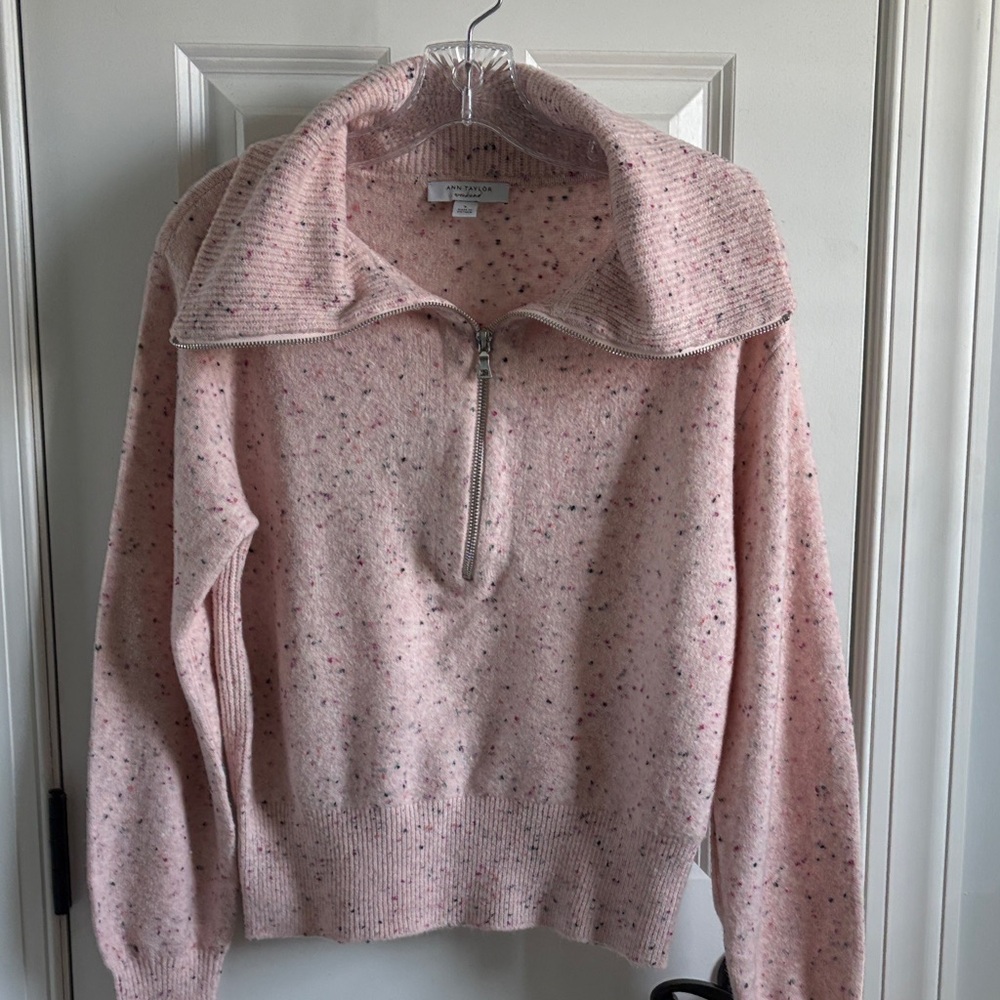 Ann Taylor Pink Gray Grey Specked Sweater S